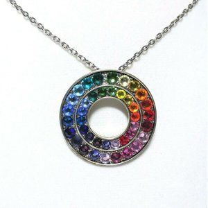 SILVER ROUND PENDANT AWARENESS NECKLACE
